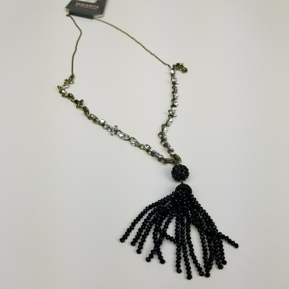 Crystal beaded tassel necklace